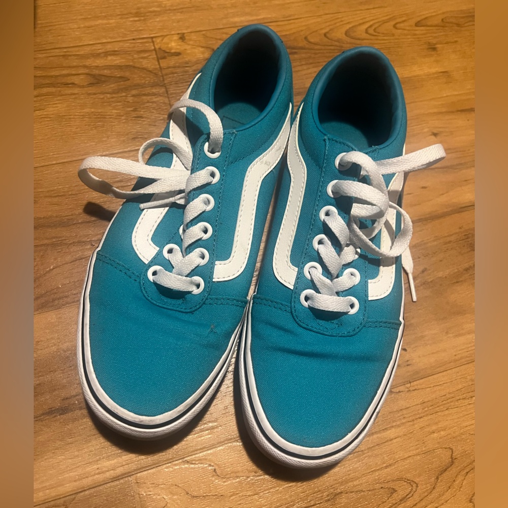 Teal and White Vans